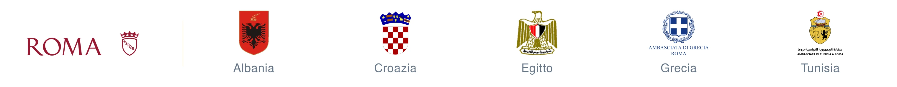 Con il patrocinio di Roma Capitale e delle Ambasciate di Albania, Croazia, Egitto, Grecia e Tunisia